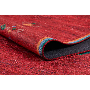 Klasik Kırmızı Salon&oturma Odası Yolluk&yatak Odası Dijital Baskılı Makinede Yıkanabilir Kaymaz Taban Saçaklı Halı Hk038 120x200 cm