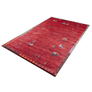 Klasik Kırmızı Salon&oturma Odası Yolluk&yatak Odası Dijital Baskılı Makinede Yıkanabilir Kaymaz Taban Saçaklı Halı Hk038