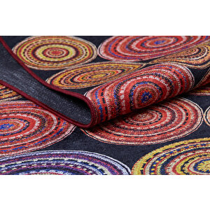 Modern Sarı Kırmızı Desen Dijital Baskı Hipoalerjenik Kaymaz Taban Halı Yolluk Ha235 100x300 cm