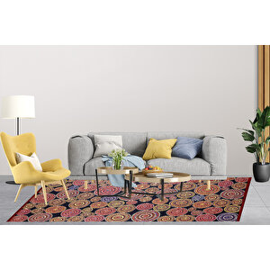 Modern Sarı Kırmızı Desen Dijital Baskı Hipoalerjenik Kaymaz Taban Halı Yolluk Ha235