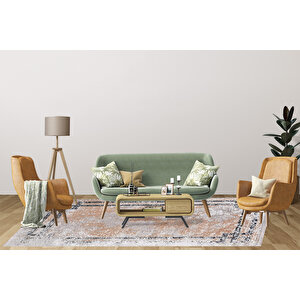 Modern Turuncu Dijital Baskı Yıkanabilir Hipoalerjenik Kaymaz Taban Halı Yolluk Ha054 80x400 cm