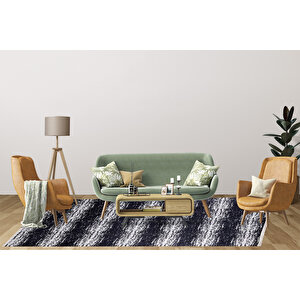 Modern Siyah Dijital Baskı Hipoalerjenik Kaymaz Taban Halı Yolluk Ha186 80x400 cm