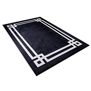 Modern Siyah Dijital Baskı Hipoalerjenik Kaymaz Taban Halı Yolluk Ha175 80x300 cm