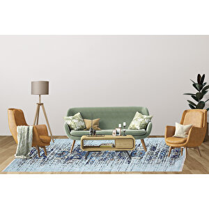Modern Mavi Dijital Baskı Hipoalerjenik Kaymaz Taban Halı Yolluk Ha170 200x300 cm