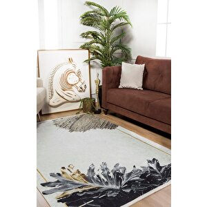 Modern Krem Altın Desen Dijital Baskı Hipoalerjenik Kaymaz Taban Halı Yolluk Ha213