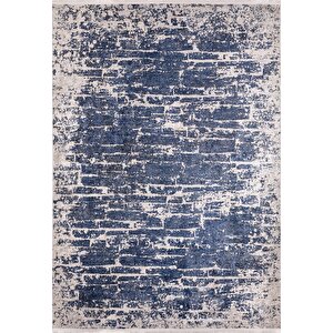 Modern Lacivert Dijital Baskı Hipoalerjenik Kaymaz Taban Halı Yolluk Ha126 160x300 cm