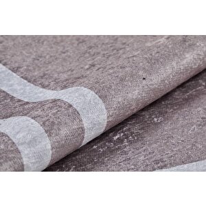 Modern Kahverengi Dijital Baskı Hipoalerjenik Kaymaz Taban Halı Yolluk Ha149 80x200 cm