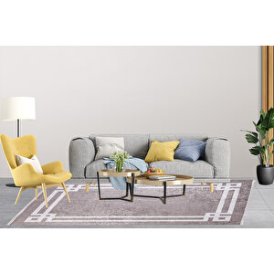 Modern Kahverengi Dijital Baskı Hipoalerjenik Kaymaz Taban Halı Yolluk Ha149