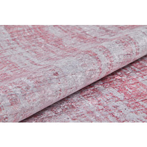Modern Pembe Dijital Baskı Hipoalerjenik Kaymaz Taban Halı Yolluk Ha131 80x500 cm