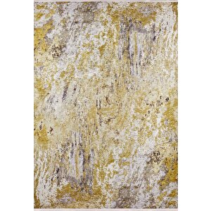 Modern Sarı Gri Dijital Baskı Hipoalerjenik Kaymaz Taban Halı Yolluk Ha147 100x500 cm