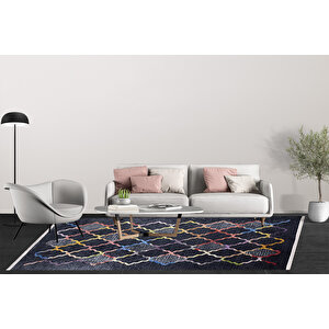 Modern Siyah Renkli Desen Dijital Baskı Hipoalerjenik Kaymaz Taban Halı Yolluk Ha199