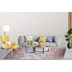 Modern Pembe Dijital Baskı Hipoalerjenik Kaymaz Taban Halı Yolluk Ha146