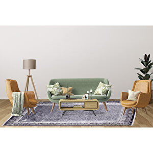 Modern Antrasit Dijital Baskı Yıkanabilir Hipoalerjenik Kaymaz Taban Halı Yolluk Ha073