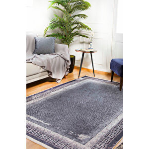 Modern Antrasit Dijital Baskı Yıkanabilir Hipoalerjenik Kaymaz Taban Halı Yolluk Ha073