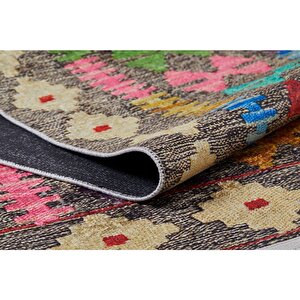 Klasik Kahve Renkli Salon&oturma Odası Yolluk&yatak Odası Dijital Baskılı Makinede Yıkanabilir Kaymaz Taban Saçaklı Halı Hk060 120x180 cm