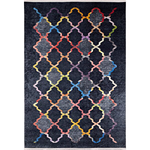 Modern Siyah Renkli Desen Dijital Baskı Hipoalerjenik Kaymaz Taban Halı Yolluk Ha199 120x180 cm