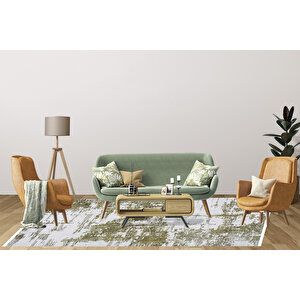 Modern Yeşil Dijital Baskı Hipoalerjenik Kaymaz Taban Halı Yolluk Ha120 80x400 cm