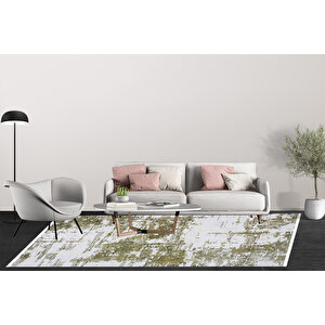 Modern Yeşil Dijital Baskı Hipoalerjenik Kaymaz Taban Halı Yolluk Ha120 80x400 cm