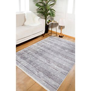 Modern Gri Dijital Baskı Yıkanabilir Hipoalerjenik Kaymaz Taban Halı Yolluk Ha072