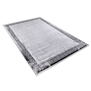 Modern Gri Çerçeveli Dijital Baskı Hipoalerjenik Kaymaz Taban Halı Yolluk Ha118 240x340 cm