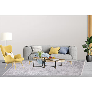 Modern Gri Dijital Baskı Yıkanabilir Hipoalerjenik Kaymaz Taban Halı Yolluk Ha053 100x150 cm