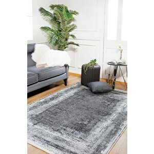 Modern Gri Dijital Baskı Yıkanabilir Hipoalerjenik Kaymaz Taban Halı Yolluk Ha040