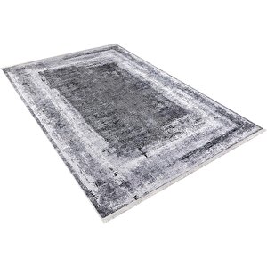 Modern Gri Dijital Baskı Yıkanabilir Hipoalerjenik Kaymaz Taban Halı Yolluk Ha040