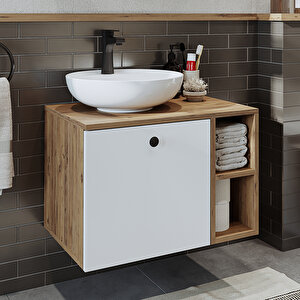 Roomart Ayaksız Lavabolu Mdflam 65 Cm Çekmeceli Banyo Dolabı