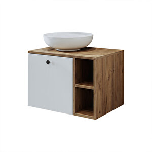 Roomart Ayaksız Lavabolu Mdflam 65 Cm Çekmeceli Banyo Dolabı