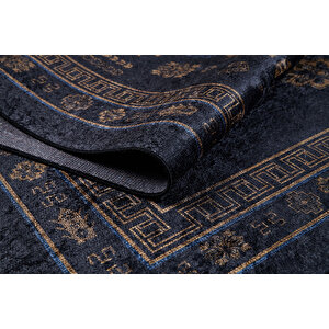 Klasik Antrasit Salon&yolluk Dijital Baskılı Makinede Yıkanabilir Kaymaz Taban Saçaklı Halı Hk178 160x230 cm