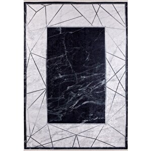 İskandinav Siyah Dijital Baskı Hipoalerjenik Kaymaz Taban Halı Yolluk Ha110 80x400 cm