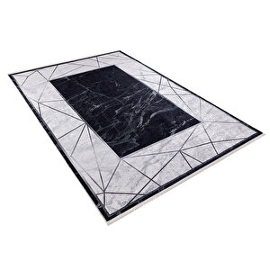 İskandinav Siyah Dijital Baskı Hipoalerjenik Kaymaz Taban Halı Yolluk Ha110 80x400 cm