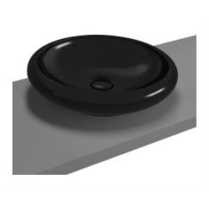 Vitra İstanbul Çanak Lavabo 4522b470-0016 Yuvarlak - Kompakt - 50x50 Cm - Armatür Deliksiz - Su Taşma Deliksiz - Clean - Siyah