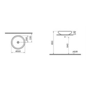Vitra İstanbul Çanak Lavabo 4522b470-0016 Yuvarlak - Kompakt - 50x50 Cm - Armatür Deliksiz - Su Taşma Deliksiz - Clean - Siyah