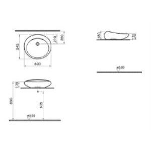 Vitra İstanbul Çanak Lavabo 4280b470-0016 Yuvarlak - 60x55 Cm - Armatür Deliksiz - Su Taşma Deliksiz - Clean - Siyah