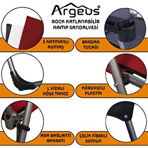 Argeus Rock 2'li Bardaklı Katlanabilir Sandalye Ve Masa Seti - Şeftali (a-09)