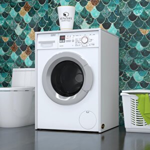 Çamaşır Makinesi Dolabı Naum Beyaz 90x70x60 Banyo Kapaksız Arkalıksız
