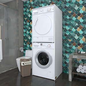Çamaşır-kurutma Makinesi Dolabı Zakharmdf Beyaz 180x70x60 % 100 Mdf Full Mdf Banyo Kapaksız Arkalıksız