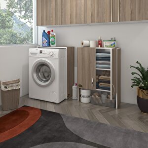 Çamaşır Makinesi Dolabı Sinem Crd 180*066*30 Banyo Kiler Kapaklı Arkalıklı