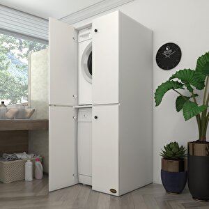 Çamaşır-bulaşık Makinesi Dolabı Kapaklı Roksanamdf Byz 180*70*60 % 100 Mdf Full Mdf Banyo Çift Katlı Arkalıksız