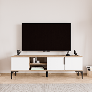 Tarz Tv Üni̇tesi̇ , Raflı Tv Sehpası , 180 Cm Tv Konsolu Full Beyaz