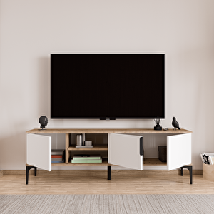 Tarz Tv Üni̇tesi̇ , Raflı Tv Sehpası , 180 Cm Tv Konsolu Full Beyaz