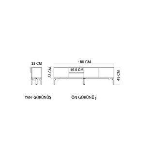 Tarz Tv Üni̇tesi̇ , Raflı Tv Sehpası , 180 Cm Tv Konsolu Full Beyaz
