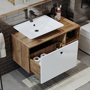 Roomart Ayaksız Lavabolu Mdf 95 Cm Çekmeceli Banyo Dolabı