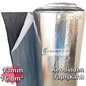 Alüminyum Folyolu Araç Oto Ses Isı Yalıtımı 16,8m2 13mm Folyolu Kendinden Yapışkanlı Kauçuk Izolasyon Malzemesi 120 cm x 14 m