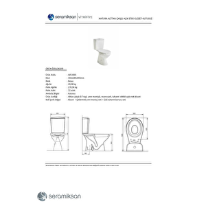Natura Kanallı Alttan Çıkışlı Klozet Takım  A051101H
