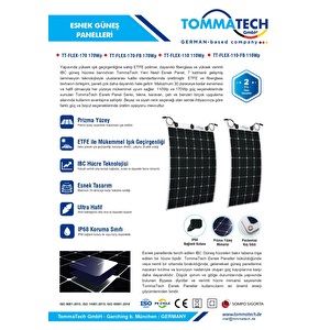 Tommatech 170wp Flexible(esnek) Dark Series Güneş Panelleri