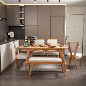 Palace İskandinav Mutfak Masa Takımı 4 Sandalye 1 Benchli