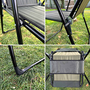 Argeus Rest 4'lü Bardaklı Katlanabilir Sandalye Ve Masa Seti - Haki