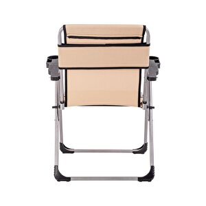 Katlanabilir Piknik Ve Kamp Sandalyesi - Bardaklıklı - Rock - Bej (a-02-r14)- 140kg Taşıma